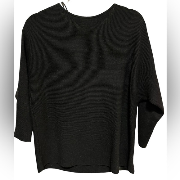 Basic H&M - Boat neck black textured sweater with dolman sleeves size M - Picture 3 of 4